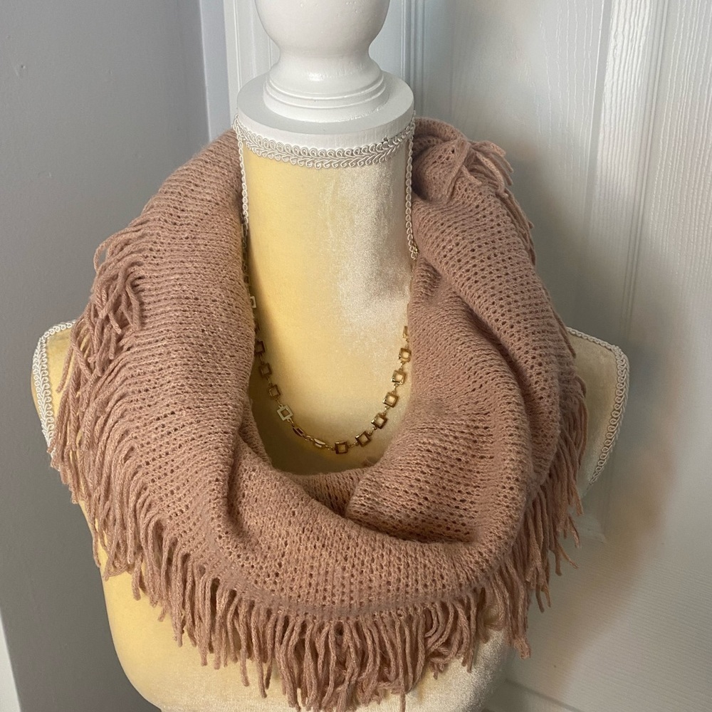 NWT Pink Fringed Infinity Scarf by INC